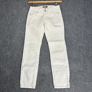PAIGE Jeans Womens 24 Roxie Capri White Cotton Stretch Pockets Logo